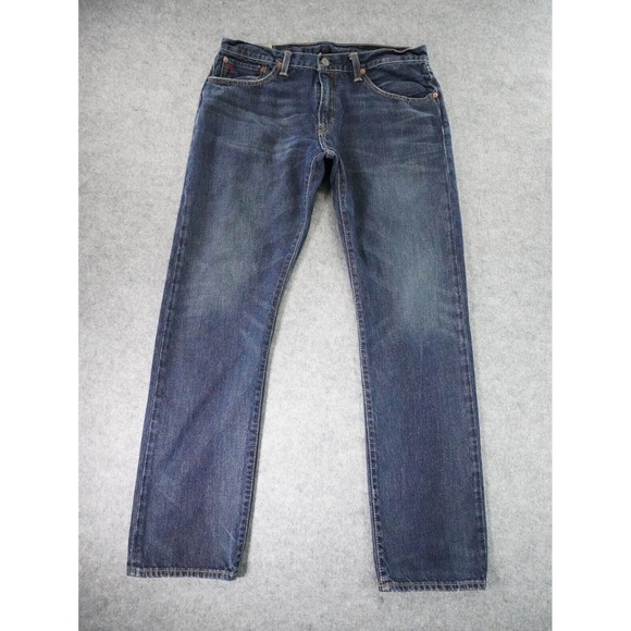 Polo Ralph Lauren Jeans Mens 33x32‎ Blue Hampton Straight Redline Selvedge Denim - Picture 1 of 16